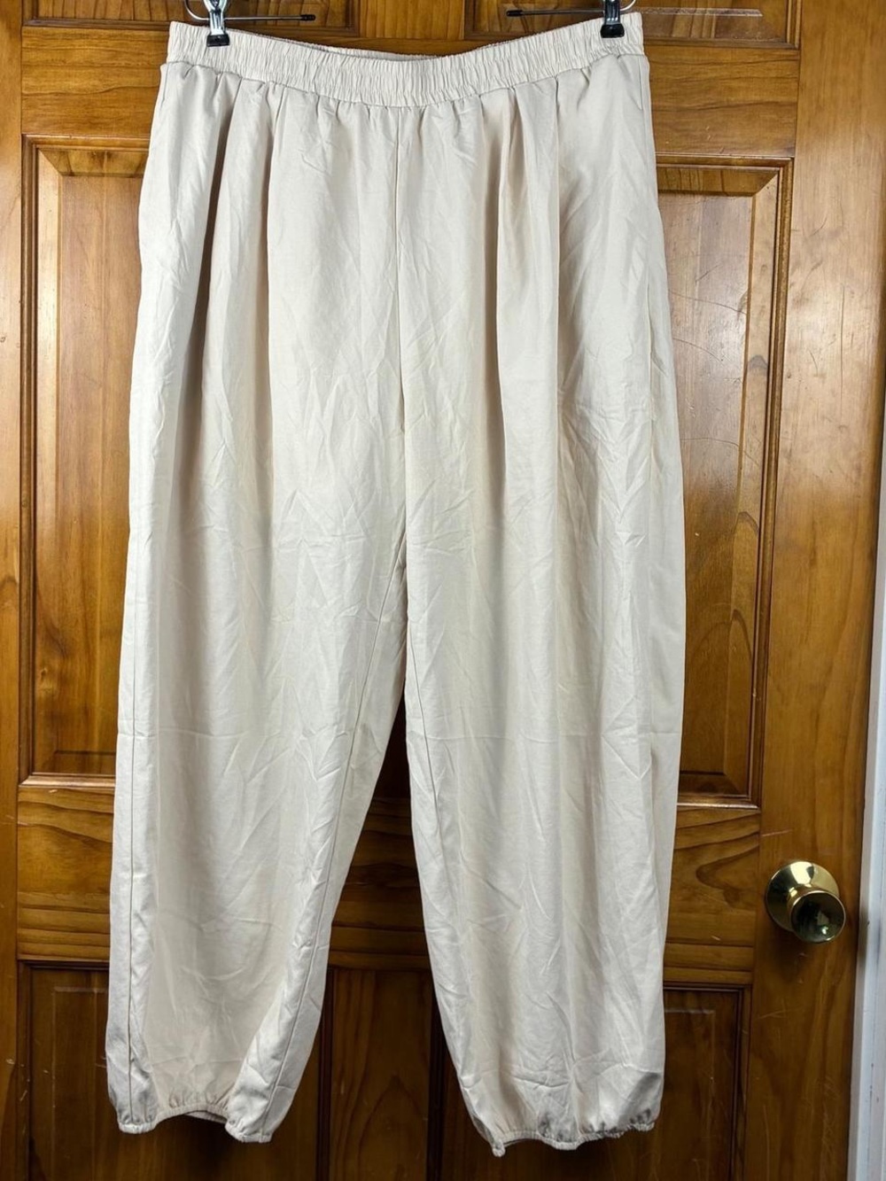 Womens Zesica  Elastic-Waist cream color Jogger Sweat Pants/loungewear Size L